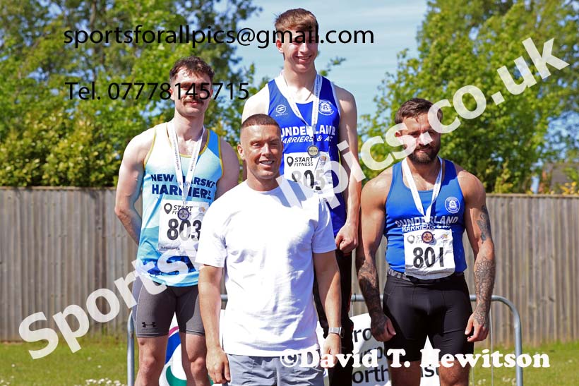 Mens Senior 100 metres, 2024 North Eastern Track and Field Champs., Middlesbrough.  Photo: David T. Hewitson/Sports for All Pics